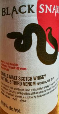 Black Snake 3rd Venom PX Sherry Cask Finish Finland 100 Years Suomi Sata 59.5% 700ml