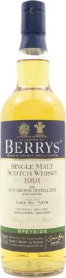 Auchroisk 1991 BR Berrys Refill Bourbon Cask #7476 52.1% 700ml