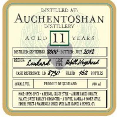 Auchentoshan 2000 DoD Refill Hogshead LD 8730 46% 700ml