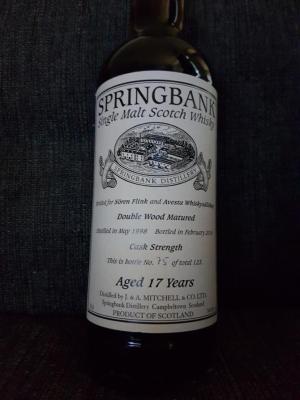 Springbank 1998 Double Wood Matured Soren Flink and Avesta Whiskysallskap 54.8% 700ml