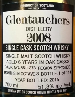 Glentauchers 2008 DT The Octave Bourbon + Sherry Octave Cask Finish 8511273 51.3% 700ml