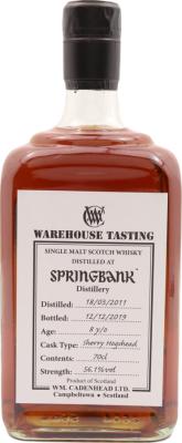 Springbank 2011 CA Warehouse Tasting Sherry Hogshead 56.1% 700ml
