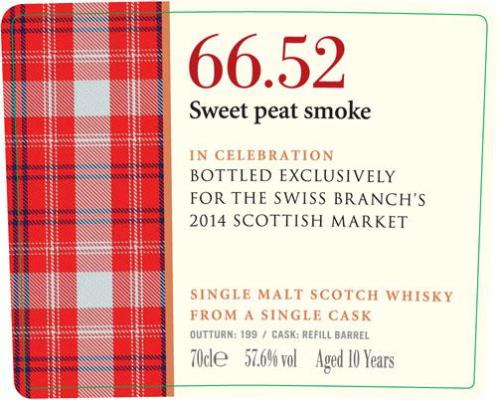 Ardmore 10yo SMWS 66.52 Sweet peat smoke Refill Barrel 66.52 the Swiss Branch's 2014 Scottish Market 57.6% 700ml
