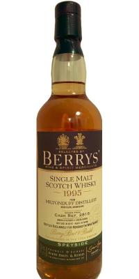 Miltonduff 1995 BR Berrys Refill Bourbon Barrel #2816 Kensington Wine Market 55% 700ml