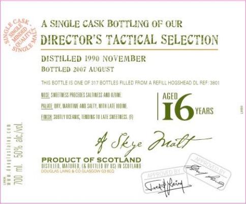 Talisker 1990 Tactical DL Old Malt Cask Refill Hogshead DL 3801 50% 700ml