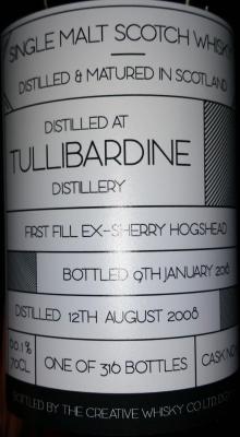 Tullibardine 2008 CWC 1st Fill Ex-Sherry Hogshead #15 60.1% 700ml