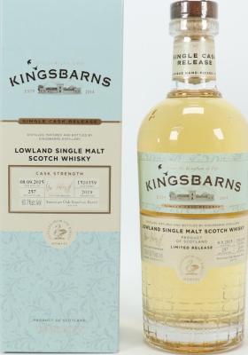Kingsbarns 2015 Single Cask Release American Oak Bourbon Barrel #1510359 Distillery Shop Exclusive 60.7% 700ml