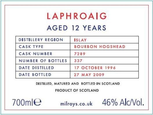 Laphroaig 1996 Soh Single Cask Bourbon Hogshead 7289 46% 700ml