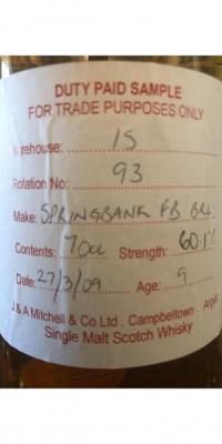 Springbank 2009 Fresh Bourbon Barrel Rotation 93 60.1% 700ml