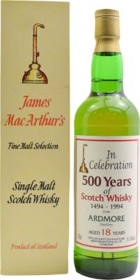 Ardmore 18yo JM In Celebration 500 Years of Scotch Whisky 1494 1994 Bourbon Cask 51.4% 700ml