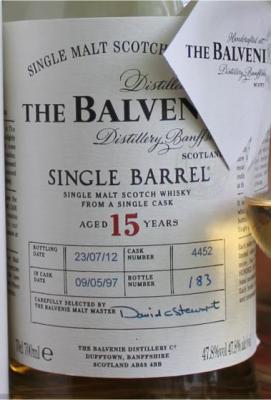 Balvenie 15yo Single Barrel Traditional Oak Cask 4452 47.8% 700ml