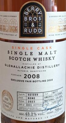 Glenallachie 2008 BR Single Cask Sherry Butt Exclusive Fair Bottling 2023 63.2% 700ml