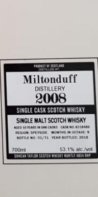 Miltonduff 2008 DT #8318489 Hanos 53.1% 700ml