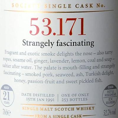 Caol Ila 1991 SMWS 53.171 Strangely fascinating Refill ex-Bourbon Hogshead 53.171 52.7% 700ml