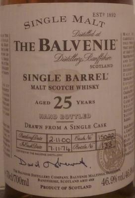 Balvenie 1974 Single Barrel Cask no.15022 25yo 46.9% 700ml