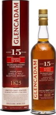 Glencadam 2007 Reserva de sherry Oloroso Ex-Bourbon + sherry Oloroso Butt Finish 46% 700ml