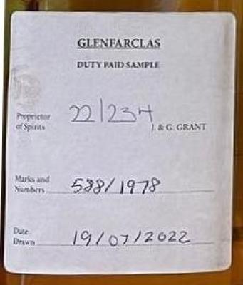 Glenfarclas 1978 Duty Paid Sample 4th Fill Sherry Hogshead Glenfarclas Masterclass at Whisky Live Warsaw 2022 47.8% 700ml