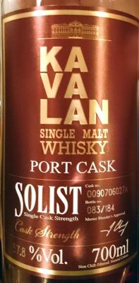 Kavalan Solist Port Cask O090706027A 57.8% 700ml