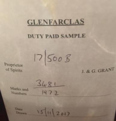 Glenfarclas 1972 Duty Paid Sample 1st fill Olorosso Sherry Butt 3481 46% 500ml