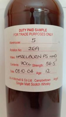 Hazelburn 2004 Duty Paid Sample For Trade Purposes Only Fresh Sherry Hogshead Rotation 269 56.5% 700ml