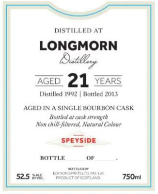 Longmorn 1992 ED The 1st Editions Bourbon Cask 52.5% 750ml