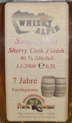 Whisky Alpin 2008 Sherry Cask Finish L1/2008 40% 500ml