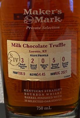 Maker's Mark Private Selection Milk Chocolate Truffle 3x BAP 2x SFC 5x RFM Maker's Mark Gift Shop 54.45% 700ml