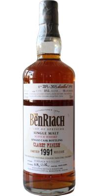 BenRiach 1991 Single Cask Bottling Batch 5 Claret Wine Barrel Finish #6903 52.8% 700ml