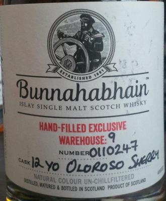 Bunnahabhain 12yo Warehouse 9 Hand-Filled Exclusive Oloroso Sherry 0110247 56.4% 200ml
