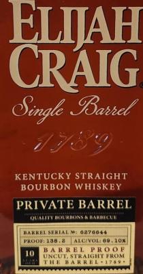Elijah Craig 10yo Barrel Proof Private Barrel Quality Bourbon and Barbeque 69.1% 700ml