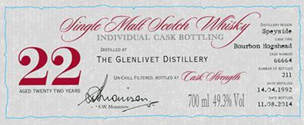 Glenlivet 1992 DR Individual Cask Bottling Bourbon Hogshead 66664 49.3% 700ml