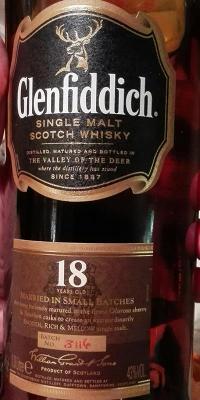Glenfiddich 18yo Bourbon & Oloroso Sherry 43% 1000ml
