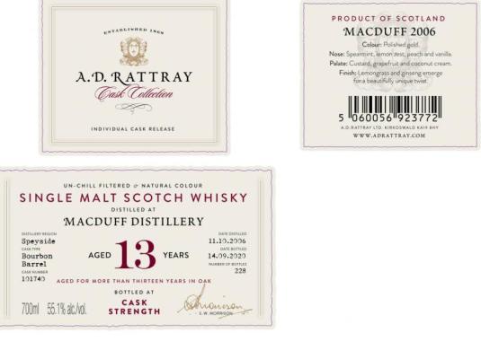 Macduff 2006 DR Bourbon Barrel #101740 55.1% 700ml