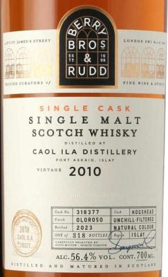 Caol Ila 2010 BR Single Cask Ex-Oloroso Hogshead 56.4% 700ml