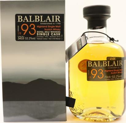 Balblair 1993 Single Cask #3433 Royal Mile Whiskies Exclusive 53.2% 700ml