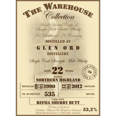 Glen Ord 1990 WW8 The Warehouse Collection Refill Sherry Butt 30 53.2% 700ml