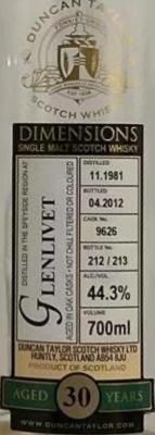 Glenlivet 1981 DT Dimensions 44.3% 700ml