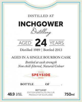 Inchgower 1989 ED Bourbon Cask 48.9% 750ml