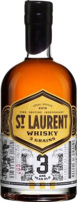 St. Laurent 3yo Whisky 3 Grains Charred virgin oak casks Lot 0001 43% 750ml