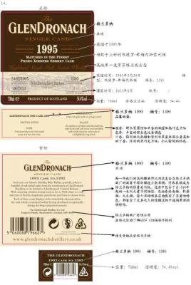 Glendronach 1995 Pedro Ximenez Sherry Puncheon #1395 China Exclusive 54.4% 700ml