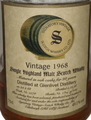 Glenlivet 1968 SV Vintage Collection Dumpy Oak Casks 1578 49.1% 700ml