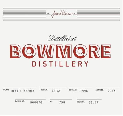 Bowmore 1996 K&L Faultline Refill Sherry Butt 960070 52.7% 750ml