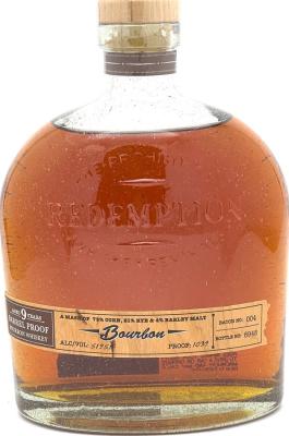 Redemption 9yo BBS Barrel Proof Charred New American Oak Barrel 51.95% 750ml