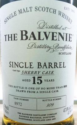 Balvenie 15yo Sherry Cask #8972 47.8% 700ml
