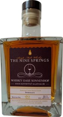 The Nine Springs Single Cask Selection Bordeaux Whisky Oase Sonnenhof Wustrow 48% 500ml