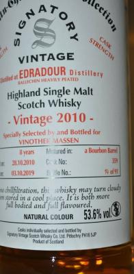 Ballechin 2010 SV The Un-Chillfiltered Collection Cask Strength Bourbon Barrel #359 Vinothek Massen 53.6% 700ml