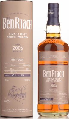 BenRiach 2006 Single Cask Bottling Batch 15 Port Pipe #2406 58.7% 700ml