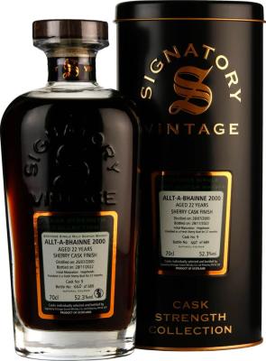 Allt-A-Bhainne 2000 SV Cask Strength Collection Hogshead & 1st-fill Sherry Butt Finish 22mo 52.3% 700ml