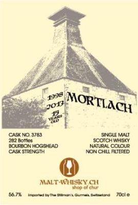 Mortlach 1998 DR Bourbon Cask #3783 Malt Whisky Shop of Chur 56.7% 700ml