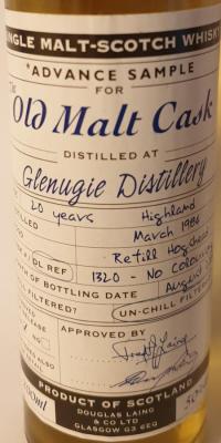 Glenugie 1984 DL Advance Sample for the Old Malt Cask Refill Hogshead DL 1320 50% 200ml